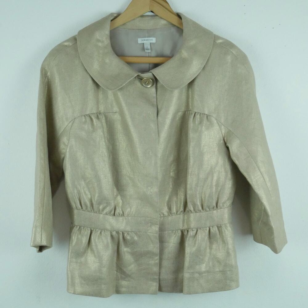 Vintage Y2K Size 4 Jacket Peter Pan Collar Twee Quirky Peplum Button Feminine